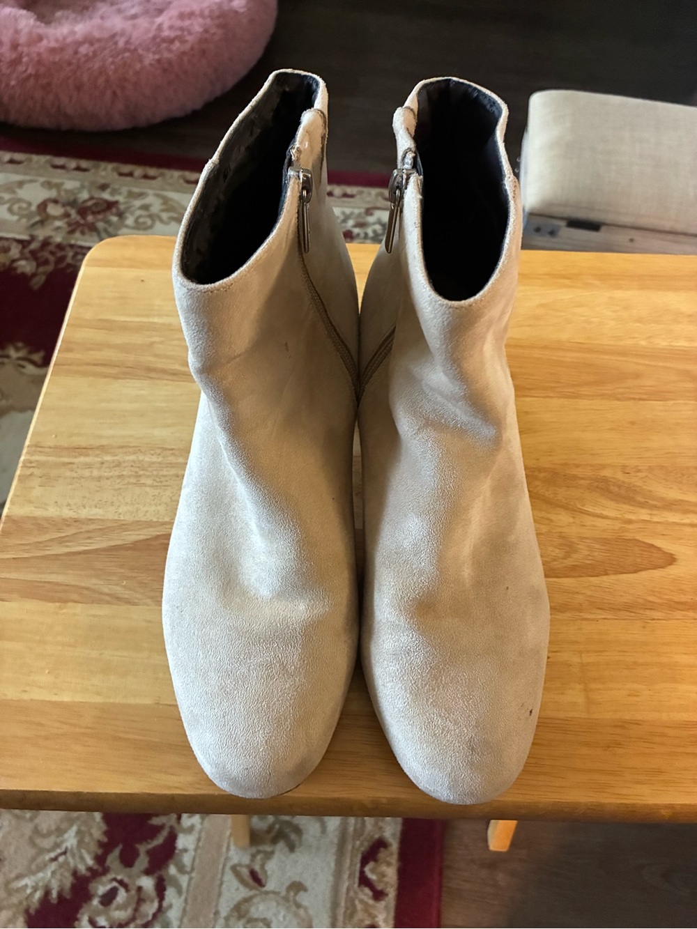 Women's Neutral Suede Ankle Boots - Winter White